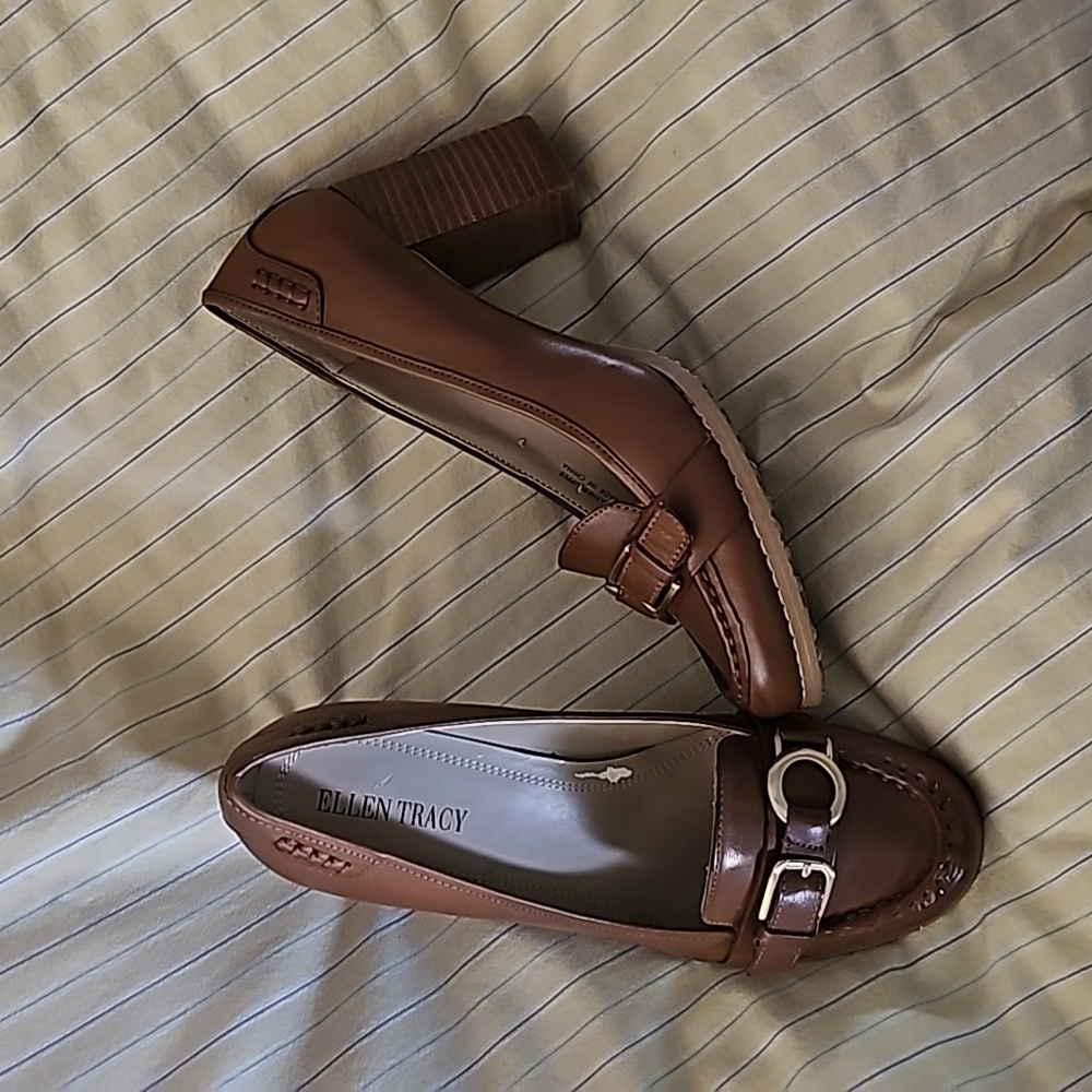 Ellen Tracy Brown Chunky Heels Woman's Size 8 - Picture 10 of 16